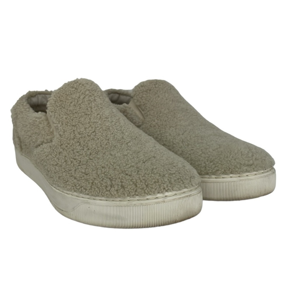 Moncler Shoes Flats Women's 6 Cream White Fuzzy Shearling Slip On Sneaker Italy - Picture 6 of 15